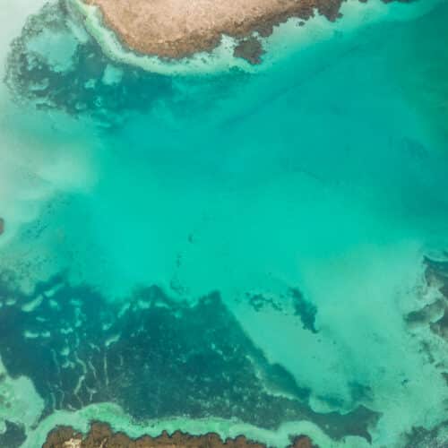 Drone view of the natural pools of Moreré on Boipeba
