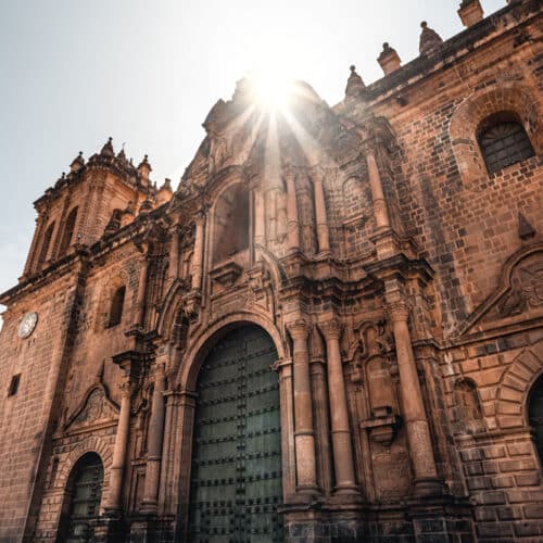 The sun shining over Cusco Cathedral